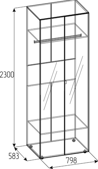Шкаф для одежды Норвуд 54 фасад зеркало + зеркало, Белый-Орех шоколадный в Березниках - изображение 2