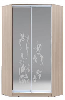 Шкаф угловой 2200х1103, ХИТ У-22-4-66-03, колибри, 2 зеркала, шимо светлый в Перми - изображение