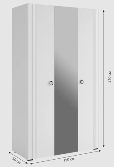 3-створчатый шкаф Ева 105.02 (белое дерево/белый матовый) в Перми - изображение 9