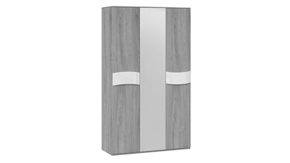 Шкаф трехстворчатый Миранда (Дуб Гамильтон/Белый глянец) в Перми - изображение