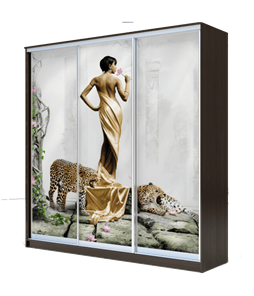 Шкаф 2400х2000х620, наполнение №2, Девушка с леопардом ХИТ 24-20-777-03 Венге Аруба в Перми
