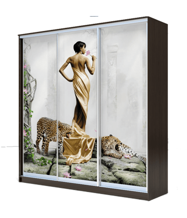 Шкаф 2400х2000х620, наполнение №2, Девушка с леопардом ХИТ 24-20-777-03 Венге Аруба в Перми - изображение