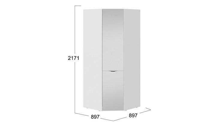 Угловой шкаф с зеркальной дверью Глосс СМ-319.07.312 (Белый глянец) в Перми - изображение 1