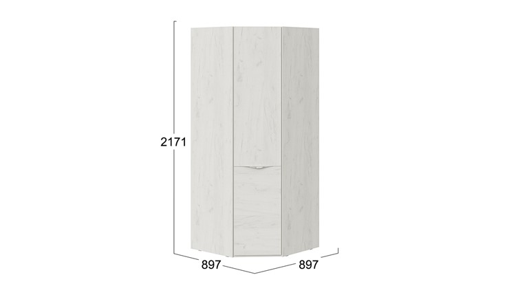 Распашной угловой шкаф Либерти, Дуб крафт белый СМ-297.07.031 в Березниках - изображение 3