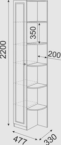 Угловой шкаф-стеллаж Беатрис М13 левый (Орех Гепланкт) в Перми - предосмотр 3