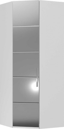Распашной шкаф угловой Вива с зеркалом, Белый глянец / Платина в Березниках - изображение