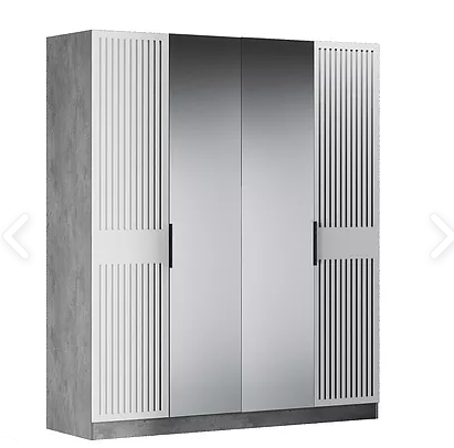 Шкаф четырехдверный Бержер, 2 двери глухие + 2 шт с зеркалом в Перми - изображение
