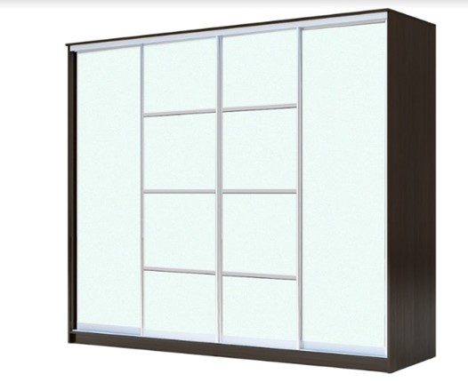 Шкаф 4-х створчатый ХИТ 23-24/2-8888, с матовым стеклом, разделительные планки х2, Венге в Перми - изображение