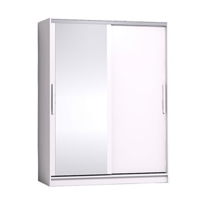 Шкаф 2-х дверный 1600 Strike Зеркало/ЛДСП, Белый в Перми - предосмотр
