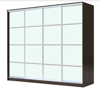 Шкаф 4-х дверный ХИТ 24-24/2-8888, с матовым стеклом, разделительные планки х4, Венге в Перми