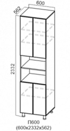 Кухонный шкаф-пенал Прованс, П600/2332, белый в Перми - изображение