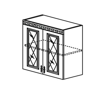 Шкаф на кухню Веста настенный двухдверный с полкой со вставкой из стекла 718*800*323мм в Перми