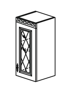 Шкаф на кухню Веста настенный однодверный с полкой со вставкой из стекла 718*400*323мм в Перми