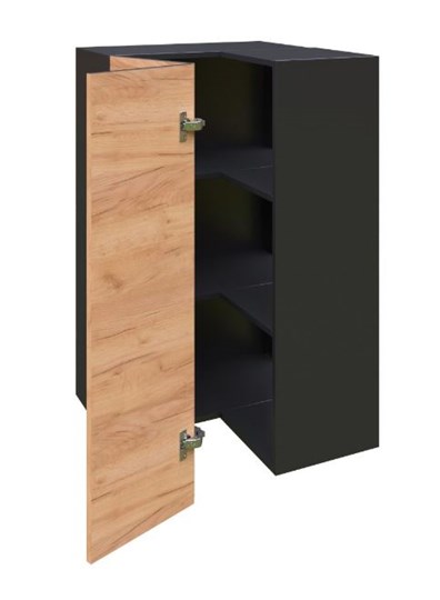 Шкаф кухонный угловой высокий Шервуд, ЛД 281.570.000.043, дуб золотой/черный в Перми - изображение 1