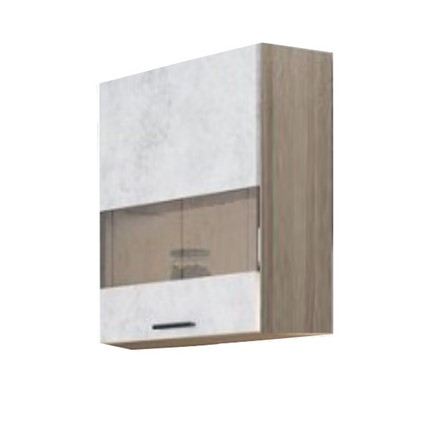 Кухонный шкаф со стеклом Модус, Ш500с/720, цемент светлый в Перми - изображение