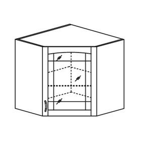 Кухонный шкаф Кантри настенный угловой со вставкой из стекла 918*600*600 мм в Перми