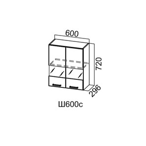 Кухонный шкаф со стеклом Модус, Ш600с/720, галифакс в Перми - предосмотр