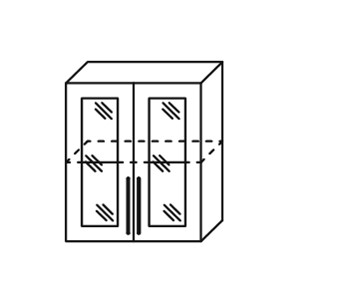 Шкаф кухонный Мыло, настенный двухдверный с полкой со вставкой из стекла 718*600*320, ШНст 600 в Перми - предосмотр