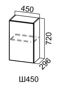 Навесной кухонный шкаф Модус, Ш450/720, цемент светлый в Перми - предосмотр