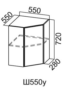 Кухонный навесной шкаф угловой, Модус, Ш550у/720, галифакс в Перми - предосмотр