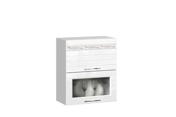 Кухонный навесной шкаф Анастасия 600 с 2 подъемными дверьми 004.521.000 белый глянец в Кунгуре - изображение