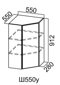 Кухонный навесной шкаф угловой, Модус, Ш550у/912, галифакс в Перми