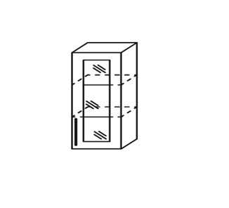 Кухонный шкаф Марибель Мыло, настенный однодверный с полкой со вставкой из стекла 918*300*320, ШНст 300/918 в Перми