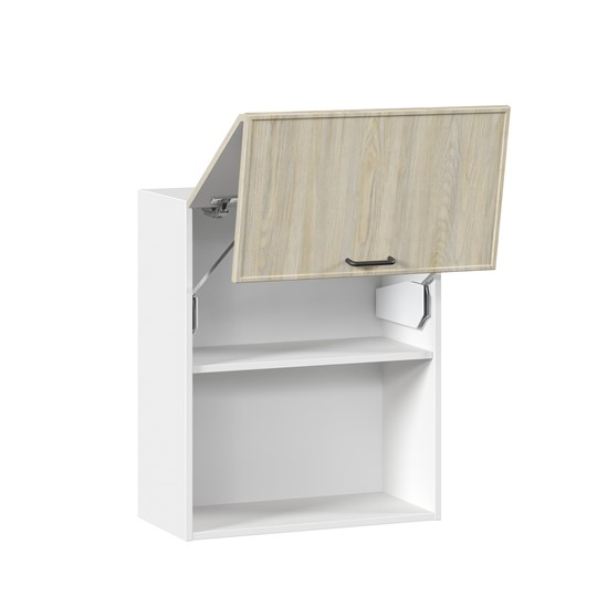 Шкаф навесной горизонтальный 600 комбинированный Индиго ЛД 298.970.000.041, Белый/Дуб Мадейра топаз в Перми - изображение 1