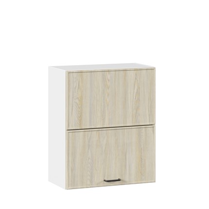 Шкаф навесной горизонтальный 600 комбинированный Индиго ЛД 298.970.000.041, Белый/Дуб Мадейра топаз в Перми - изображение