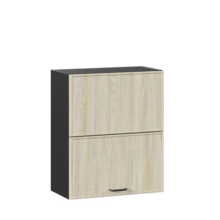 Настенный горизонтальный шкаф 600 комбинированный Индиго ЛД 298.970.000.083, Чёрный/Дуб Мадейра топаз в Перми - изображение