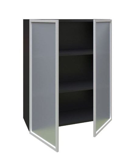 Шкаф кухонный высокий 800, Шервуд, со стеклом ЛД 281.461.000.041, серый/черный в Перми - изображение 1