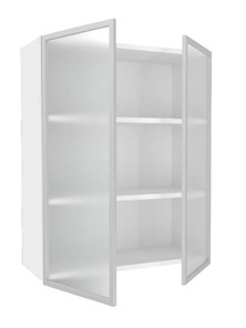 Кухонный шкаф высокий 800, Шервуд, со стеклом ЛД 281.461.000.129, белый/серый в Перми - предосмотр 1