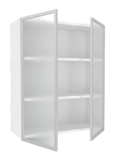 Кухонный шкаф высокий 800, Шервуд, со стеклом ЛД 281.461.000.129, белый/серый в Перми - изображение 1