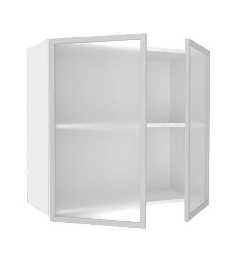 Кухонный шкаф 800, Шервуд, со стеклом ЛД 281.361.000.118, белый/белый глянец в Перми - изображение 1