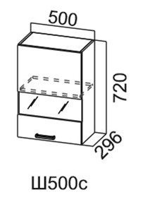 Кухонный шкаф со стеклом Модус, Ш500с/720, цемент светлый в Перми - предосмотр 3
