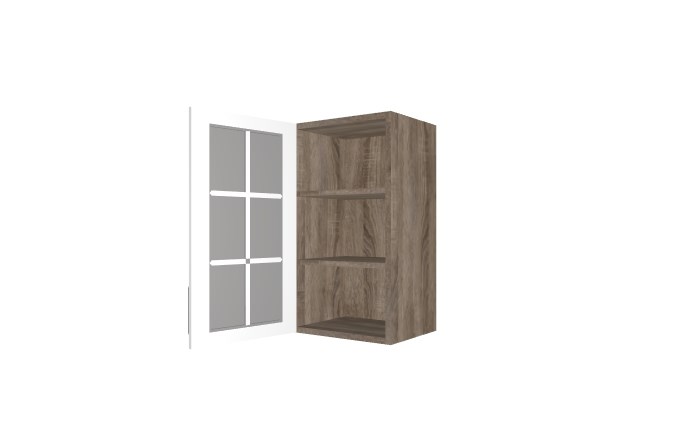 Кухонный навесной шкаф Прованс (Дуб сонома трюфель/Крем) со стеклом В_72-40_1ДРс в Кунгуре - изображение 1