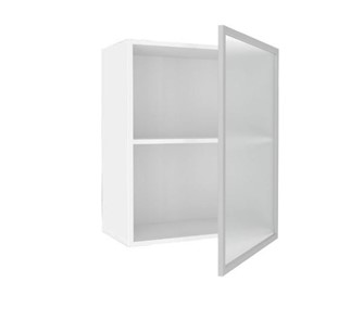 Кухонный шкаф 600, Шервуд, со стеклом правый, ЛД 281.352.000.116, белый/серый в Перми - предосмотр 1