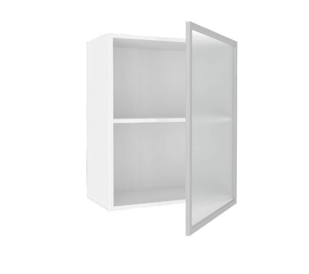Кухонный шкаф 600, Шервуд, со стеклом правый, ЛД 281.352.000.116, белый/серый в Перми - изображение 1