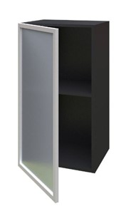 Кухонный шкаф 400 Шервуд, со стеклом левый ЛД 281.321.000.022, серый/черный в Перми - предосмотр 1