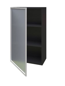 Кухонный высокий шкаф 600, Шервуд, со стеклом левый ЛД 281.451.000.038, серый/черный в Перми - предосмотр 1