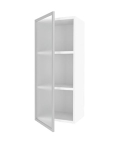 Кухонный высокий шкаф 400 Шервуд, со стеклом левый ЛД 281.421.000.121, белый/серый в Перми - предосмотр 1