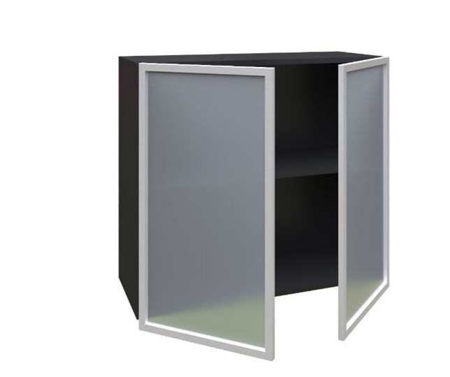 Шкаф на кухню 800, Шервуд, со стеклом ЛД 281.361.000.030, серый/черный в Перми - изображение 1