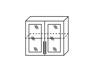 Кухонный шкаф Мыло, настенный двухдверный с полкой со вставкой из стекла 718*800*320 , ШНст 800 в Перми - изображение