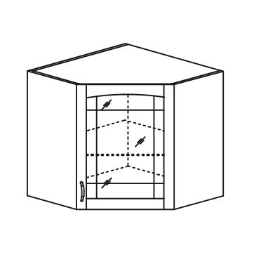 Шкаф на кухню Кантри настенный угловой со вставкой из стекла 718*600*600 мм в Перми - изображение