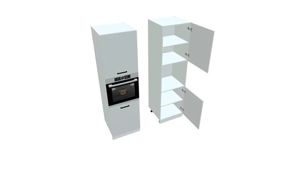 Шкаф-пенал кухонный П7 2, Белое гладкое Ламарти/Белый в Перми - изображение