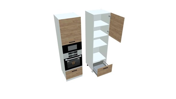 Шкаф-пенал кухонный П7 3, Дуб крафт/Белый в Кунгуре - изображение