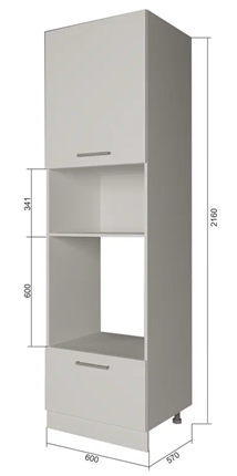 Шкаф-пенал кухонный П7 3, Сатин/Белый в Перми - изображение