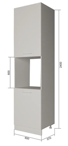 Кухонный шкаф-пенал П9 2, Белое гладкое Ламарти/Антрацит в Кунгуре