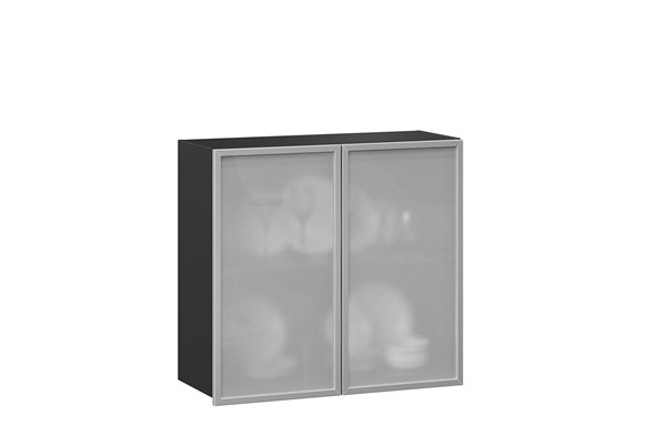 Шкаф на кухню 800, Шервуд, со стеклом ЛД 281.361.000.030, серый/черный в Перми - изображение