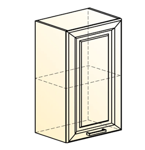 Шкаф настенный Атланта L450 Н720 (1 дв. гл.) эмаль (белый/белый глянец патина золото) в Перми - предосмотр 1